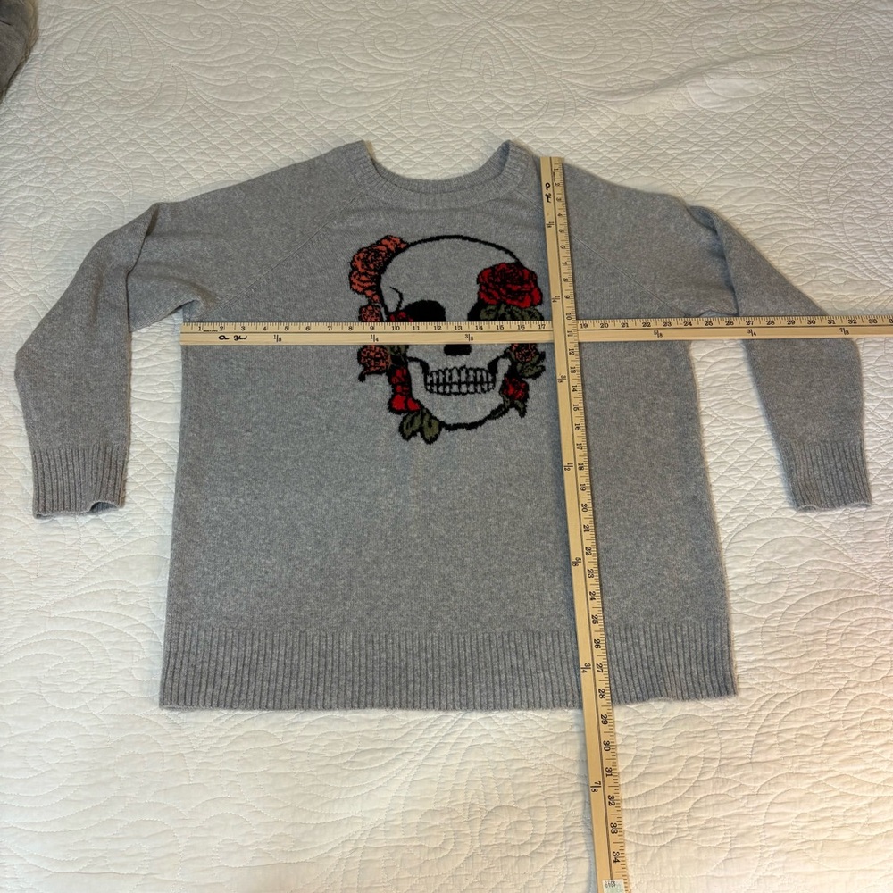 Torrid Gray Sweater with Skull and Red Rose Design - Picture 8 of 10